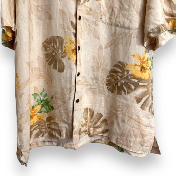 Caribbean Joe 100% Linen Hawaiian Print Short Sleeve Button Up Men's XXL - Picture 4 of 8